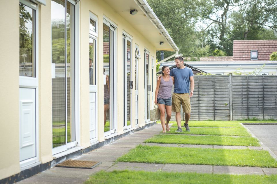 Chalets with a lawn