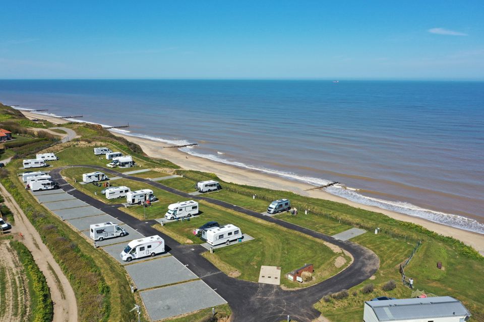 Hardstanding pitches facing the sea