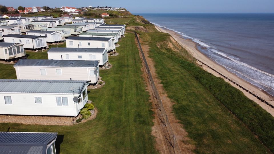 Caravans along the cliff edge