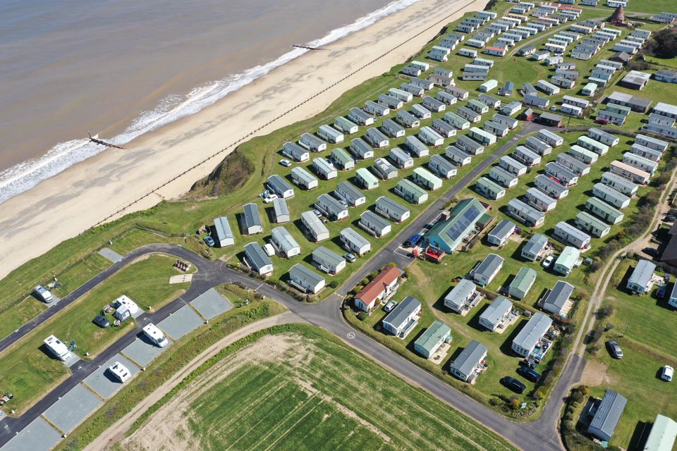 Static caravans beside the cliff