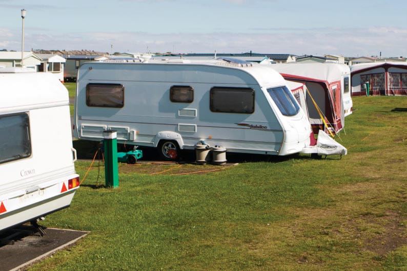 Touring caravans on grass