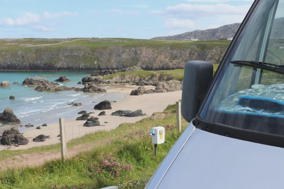 Motorhome pitch over the beach