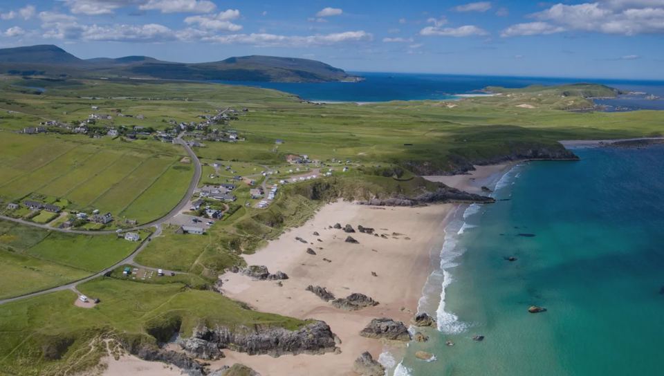 Beach and village from above