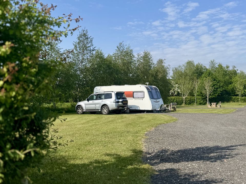 Caravan pitch by the hedge