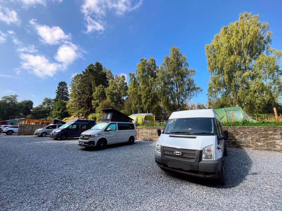 Campervans on the gravel pitches