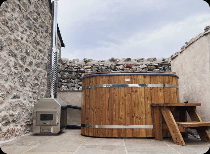 Wooden hot tub