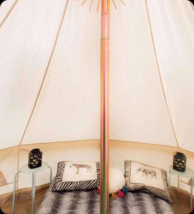 Inside a bell tent
