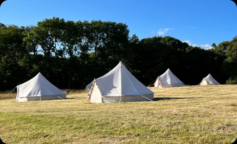 Bell tents in the field