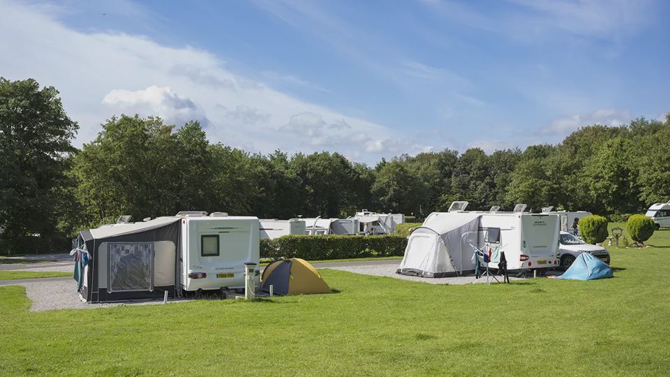 Awnings on the grass pitches