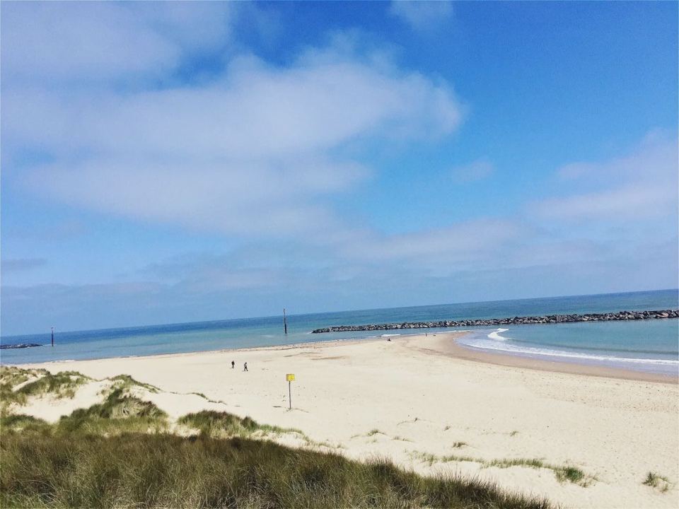 Sandy beach beside the site