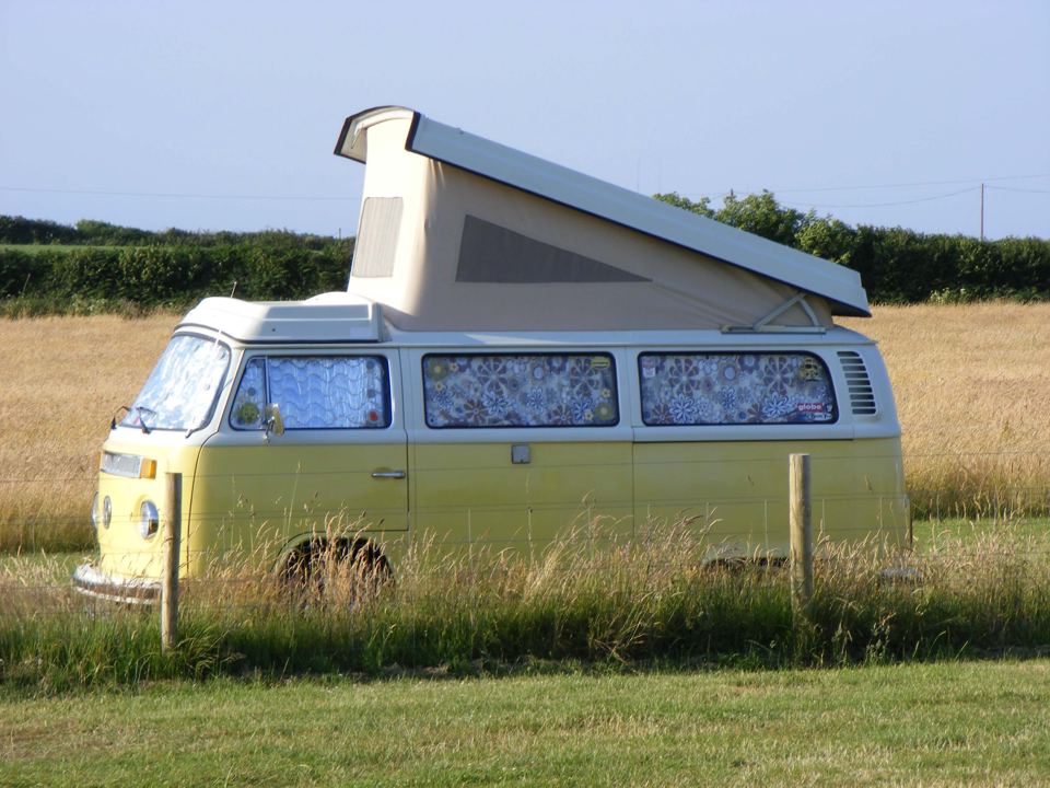 VW camper in the meadow