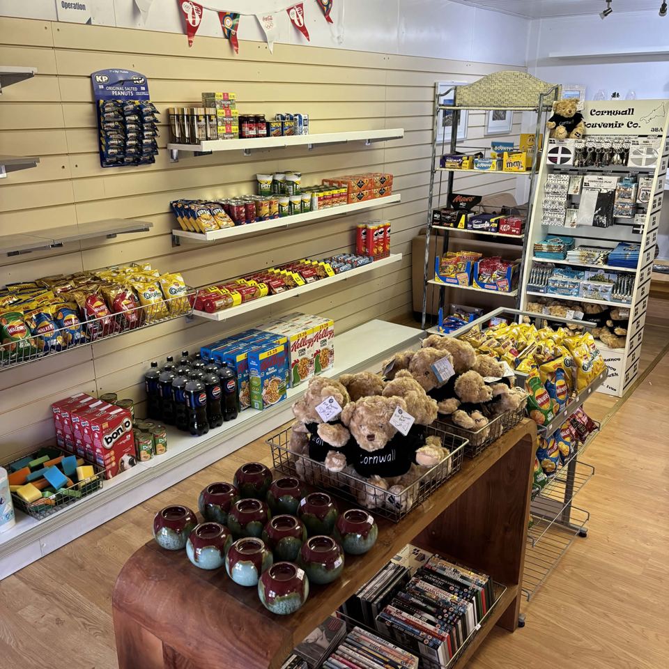 Shop shelves of sweets and gifts
