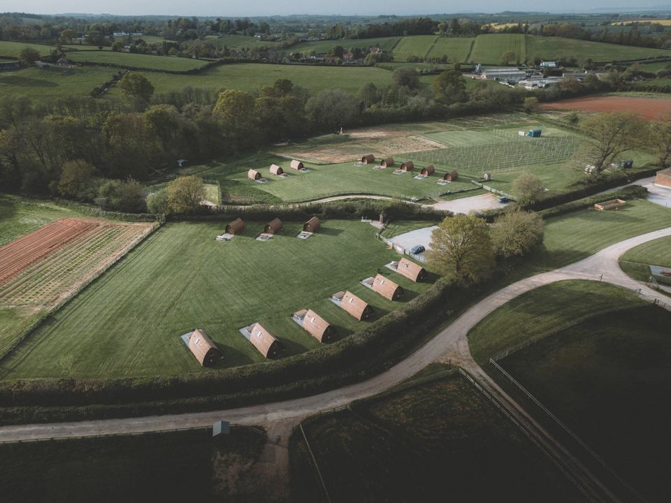 Wigwams and bell tents from above