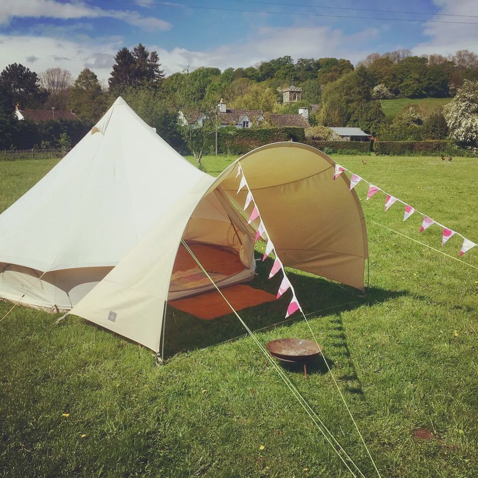 Bell tent with bunting