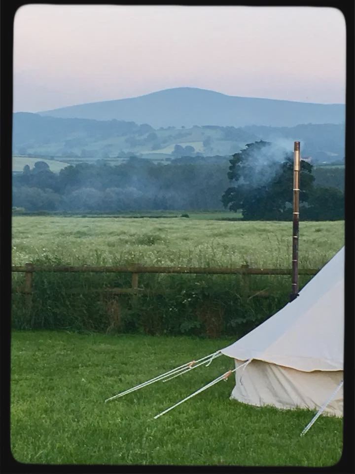 Bell tent with hill views