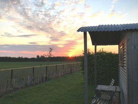 Hut at sunset