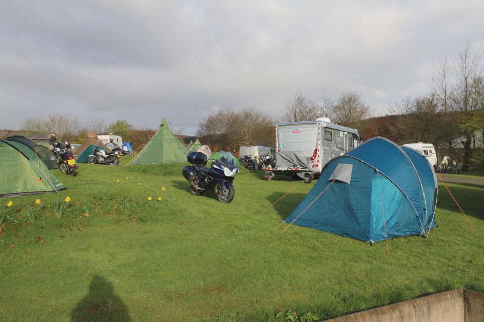 Tents and tourers on grass
