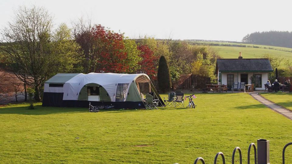 Tent pitches on the lawn