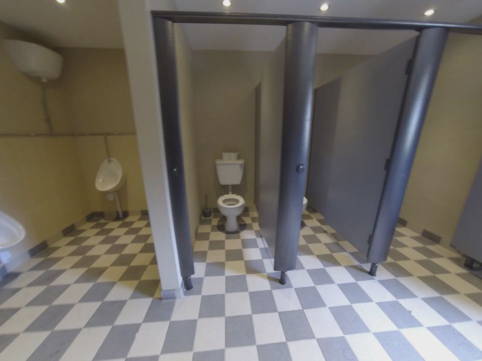 Inside the toilet block