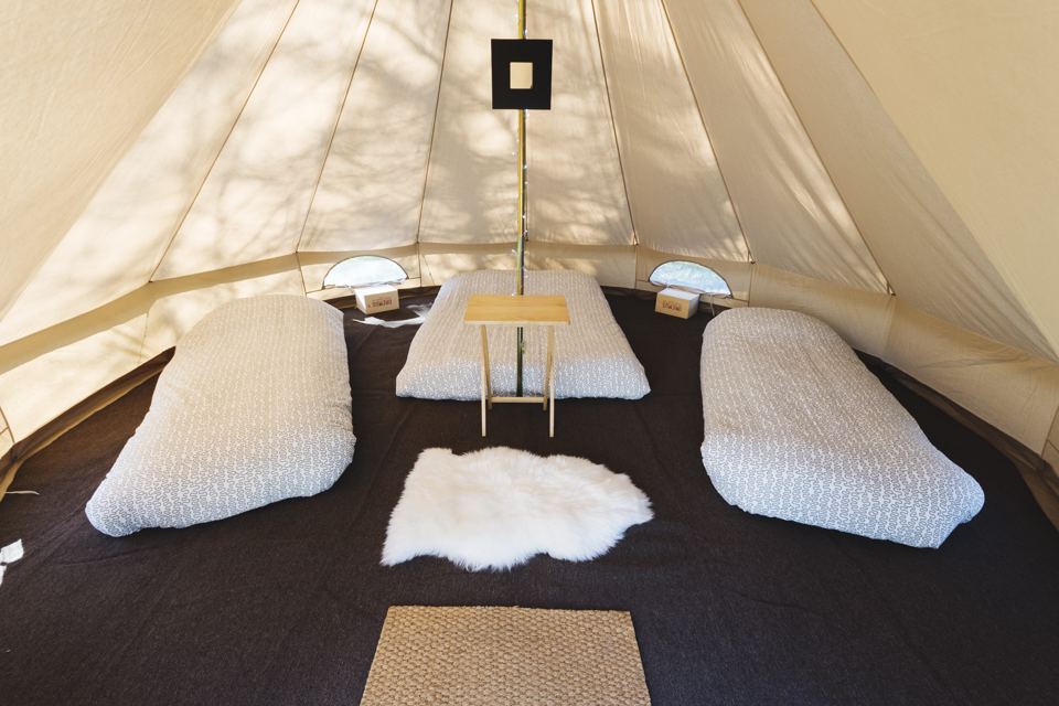 Inside a bell tent