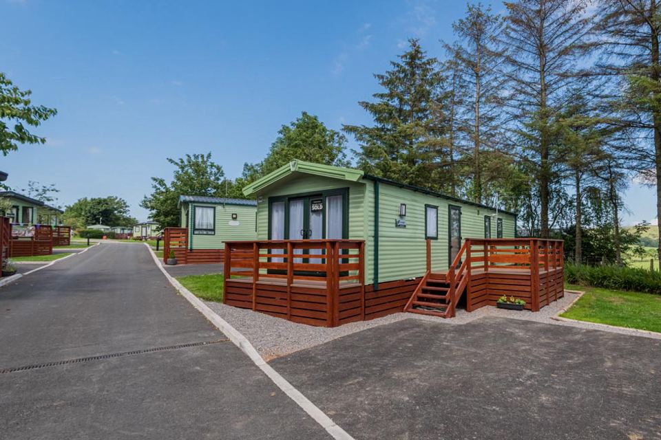 Static caravan on the road