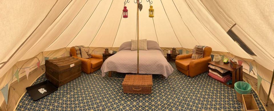 Inside the bell tent
