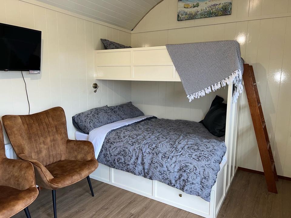 Bed and bunk in a hut