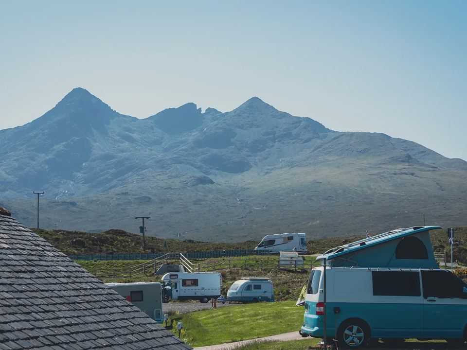 Campervan with the Cuillin behind