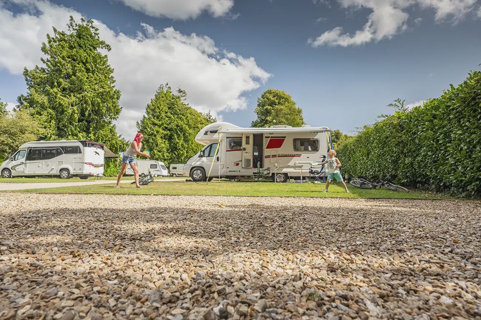 Motorhomes on gravel hardstanding
