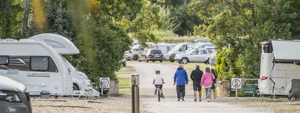Motorhomes by the site road