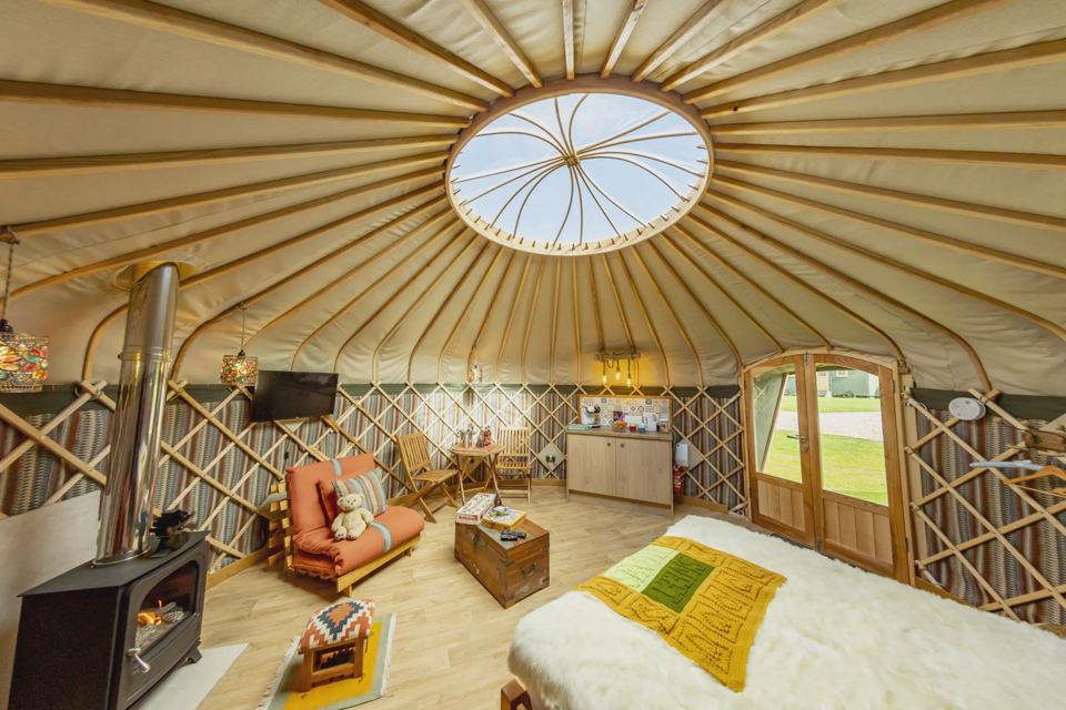 Inside a star-gazing yurt