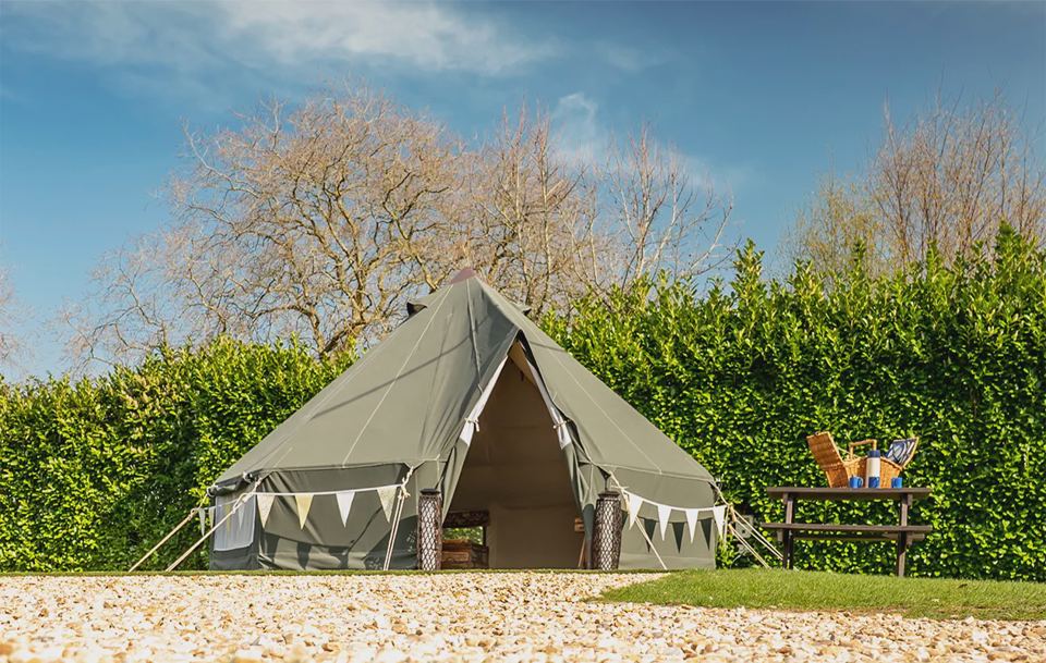 Bell tent with bunting