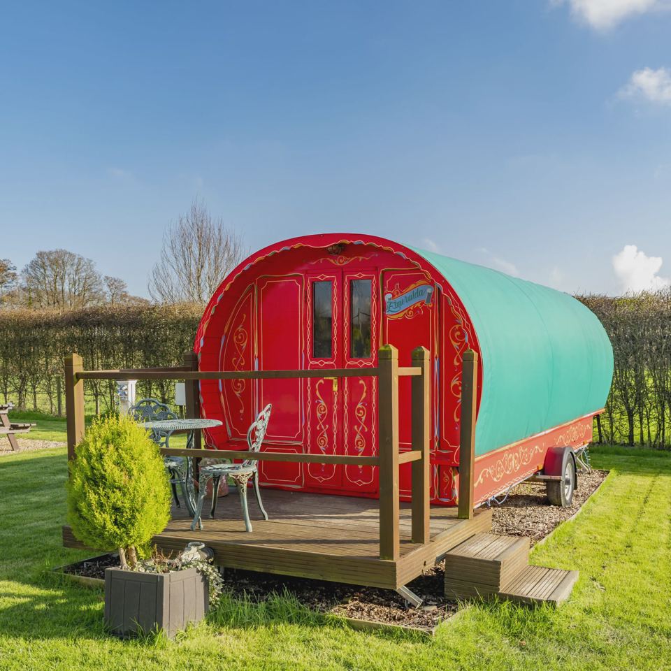 Romany caravan with decking