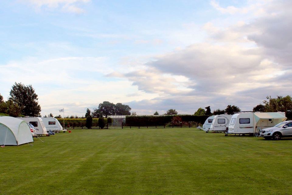 Caravans on the mown field