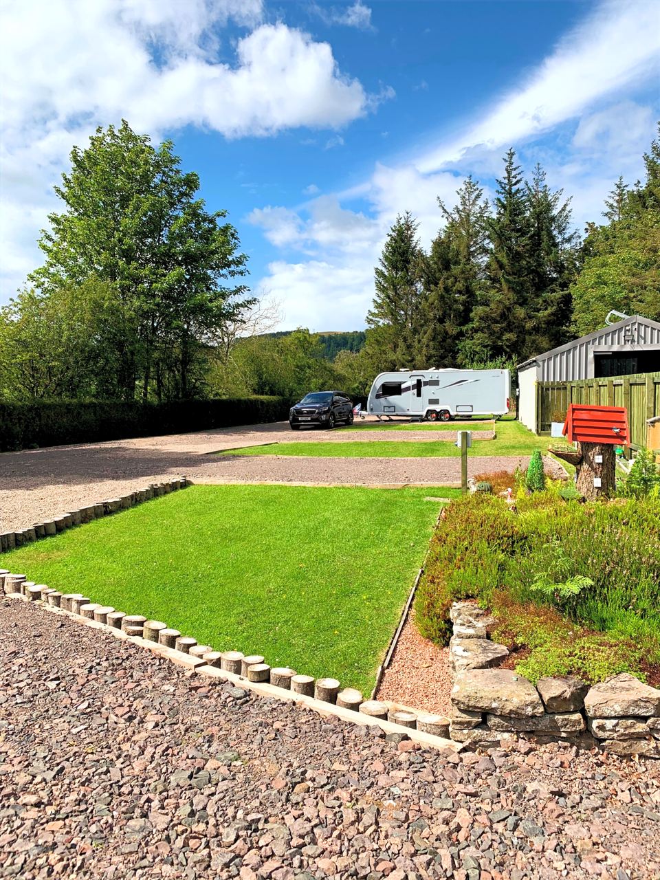 Gravel pitches and motorhome
