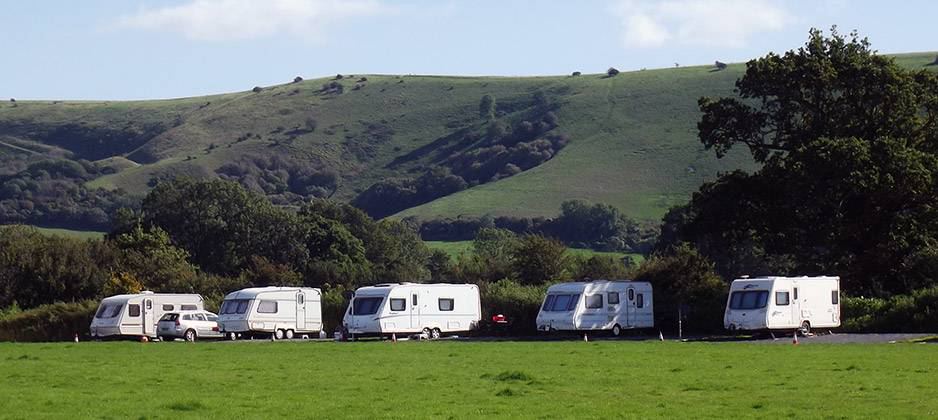 Caravans below the Downs