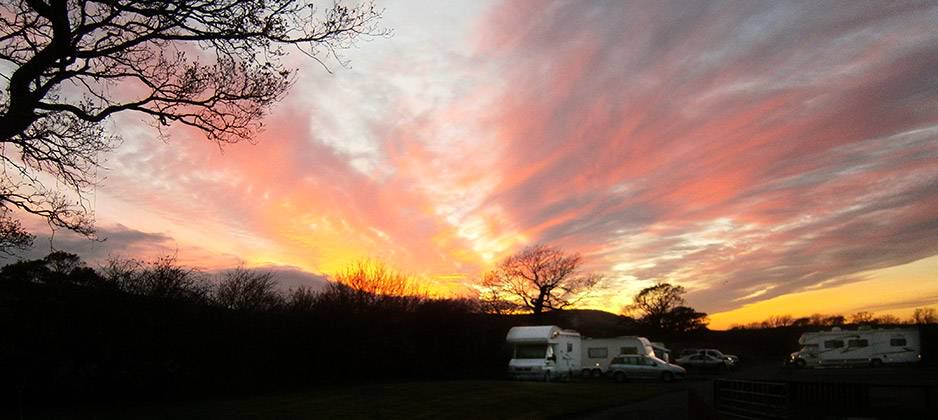 Sunset over the pitches