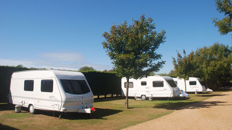 Caravans along the hedge