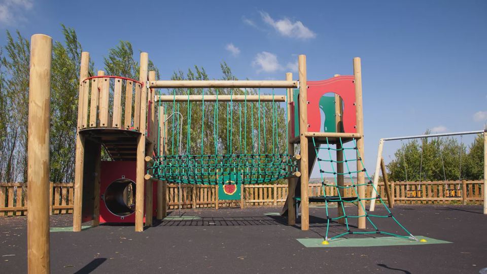 Wooden climbing frame playground