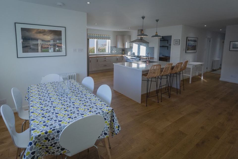 Dining table and kitchen