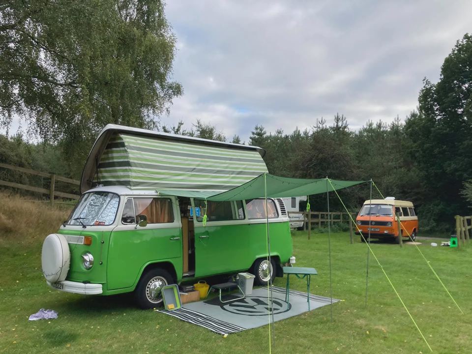 Campervan on the grass pitches
