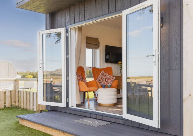 Pod exterior with open doors
