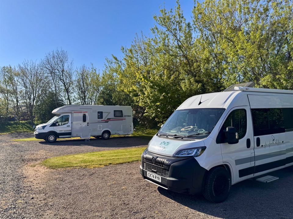 Motorhomes on the gravel pitches