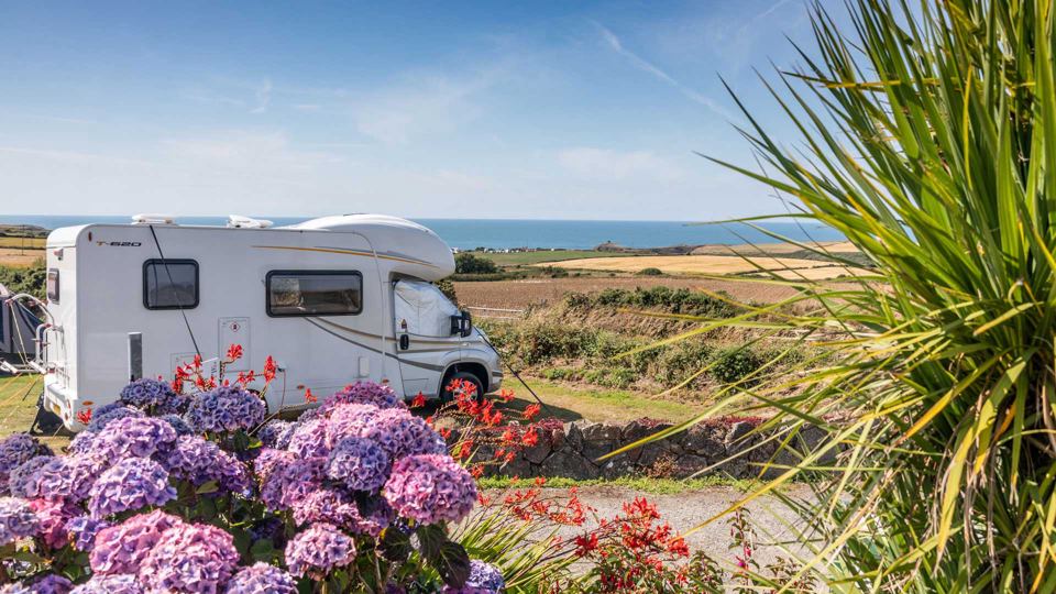 Motorhome pitch with sea view