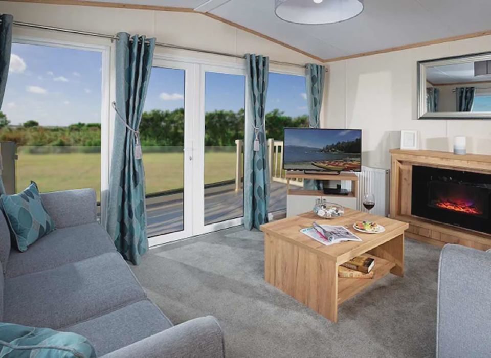 Caravan lounge with patio doors