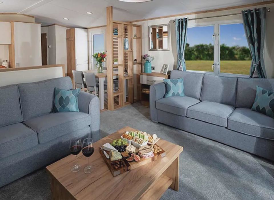 Caravan lounge and dining area