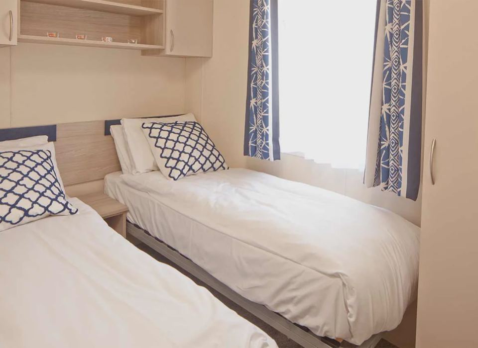 Twin bedroom in a caravan