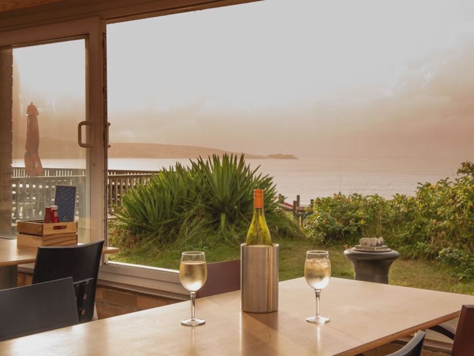 Lodge interior with sea view