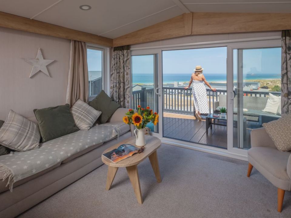 Lodge interior with patio doors