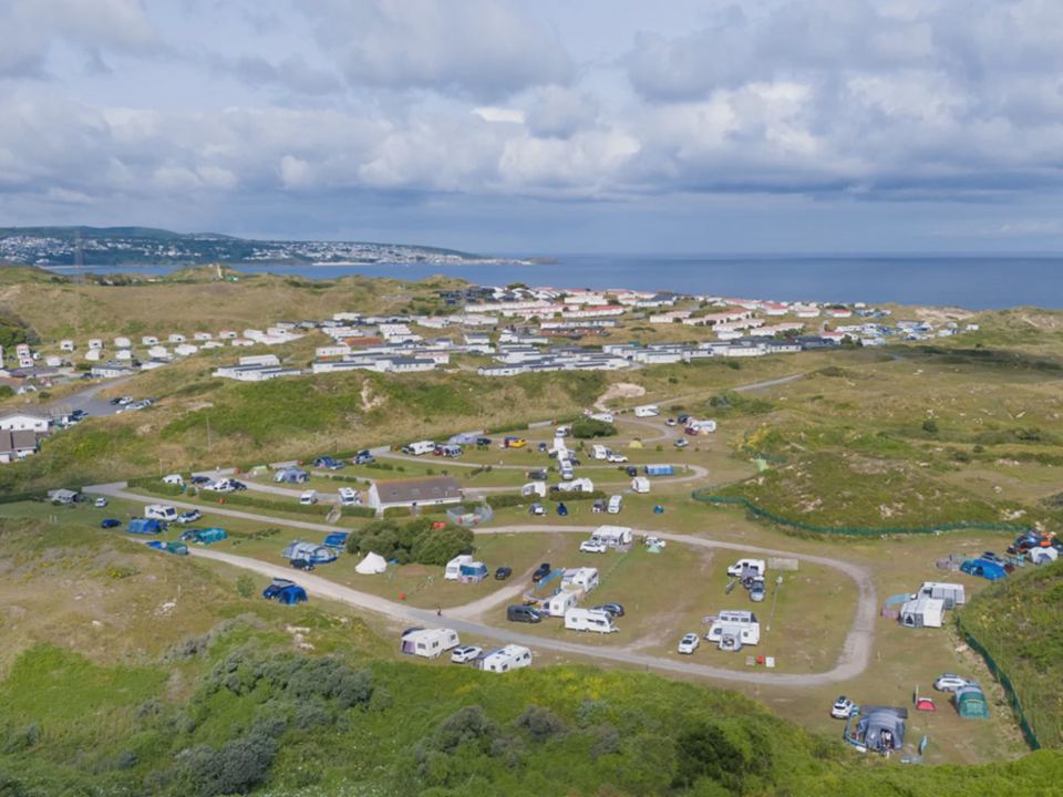 Aerial view of the touring pitches